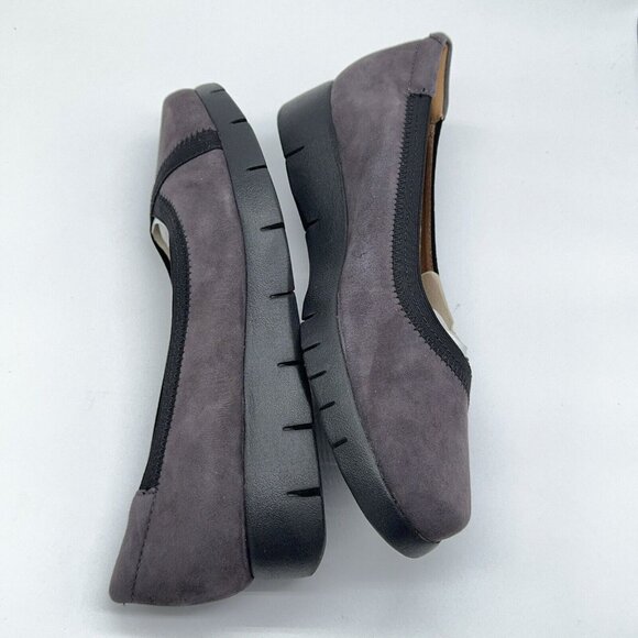 Clarks Artisan Nubuck Leather Slip On Shoes Daelyn Hill Purple Grey Platform 9 M - Picture 8 of 12
